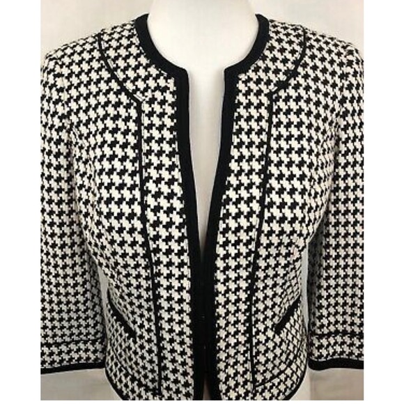 WHITE HOUSE BLACK MARKET houndstooth Jacket Sz 10 - Picture 4 of 8
